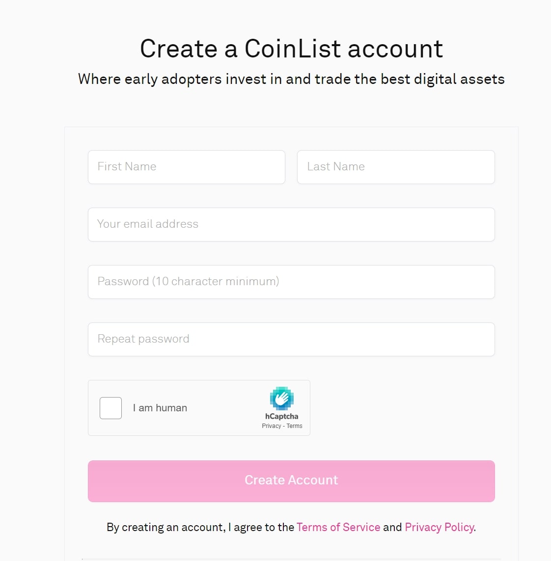 Đăng ký tài khoản Coinlist - Bước 2