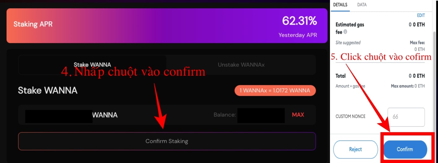 Confirm staking