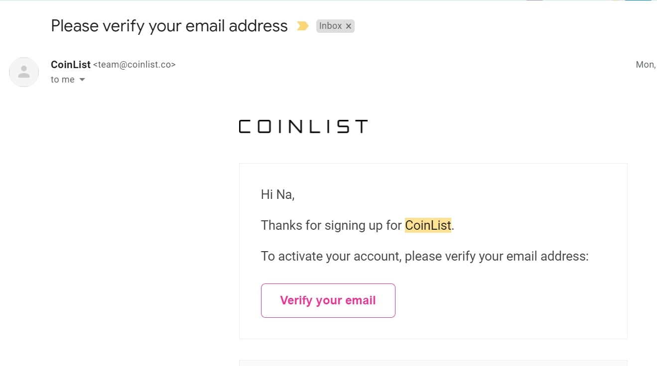 Đăng ký tài khoản Coinlist - Bước 3