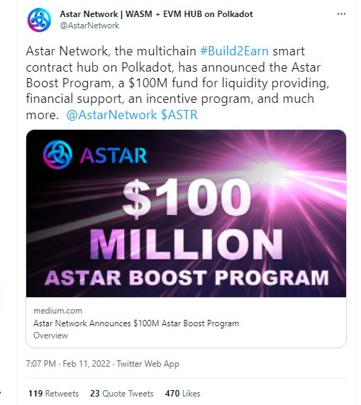Astar công bố Chương trình Astar Boost