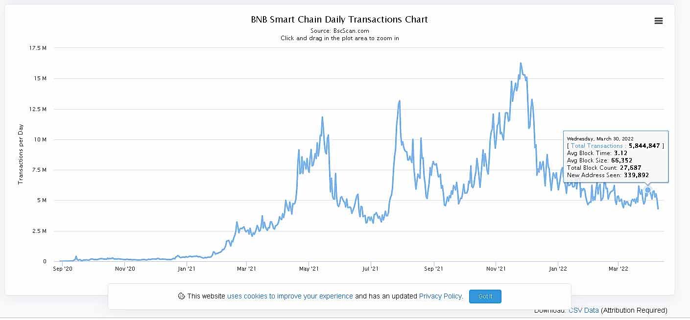 BNB transaction chart