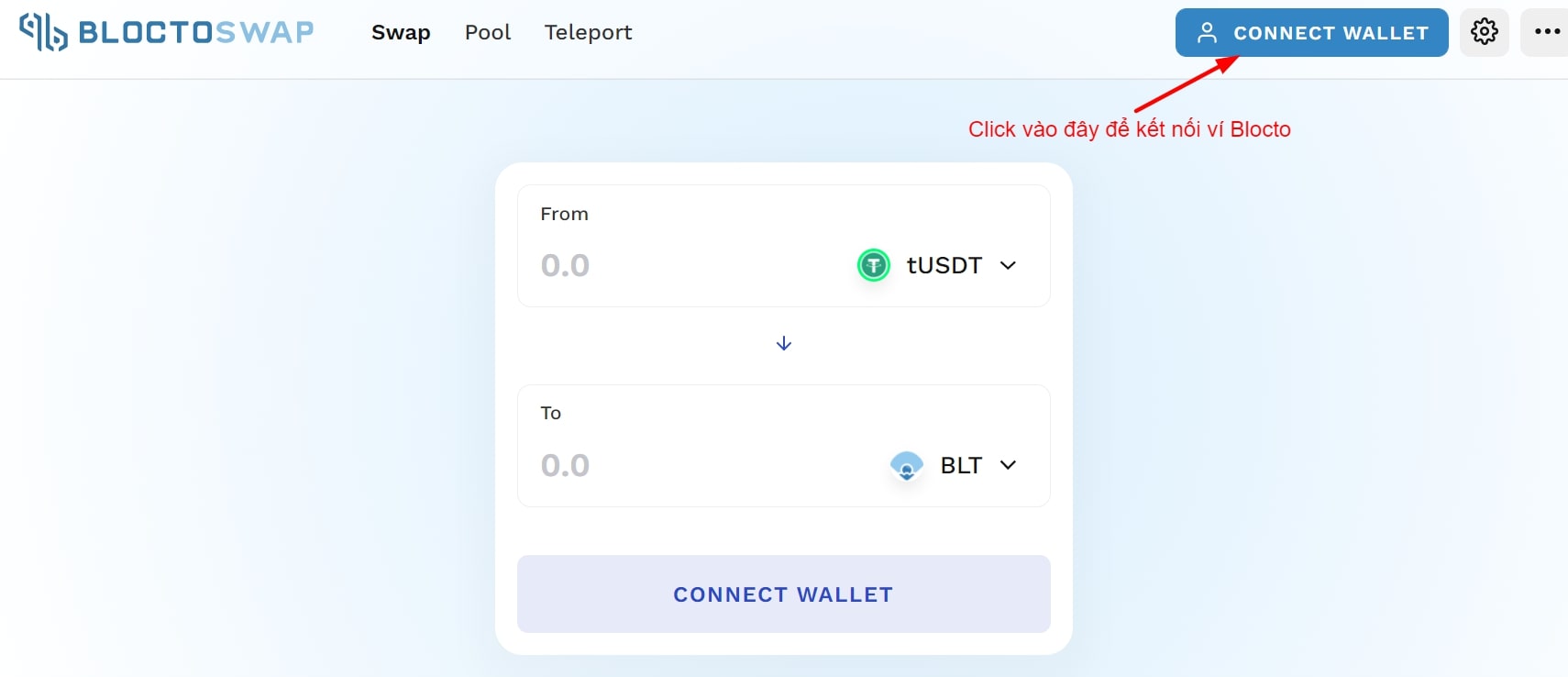 Kết nối ví Blocto với BloctoSwap