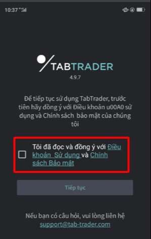 Cài đặt ứng dụng TabTrader