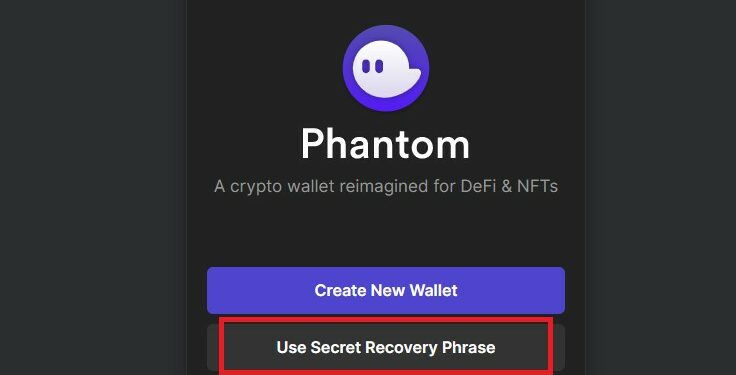 phantom_user secret recovery phrase