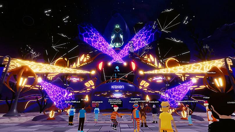Image shows an event inside the virtual, social world, Decentraland