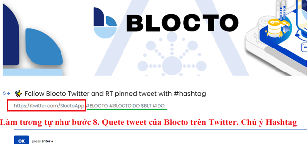 Quete Twitter của Blocto