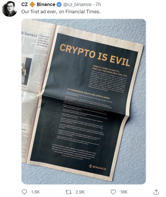 Chiến dịch “Crypto Is Evil” của Binance