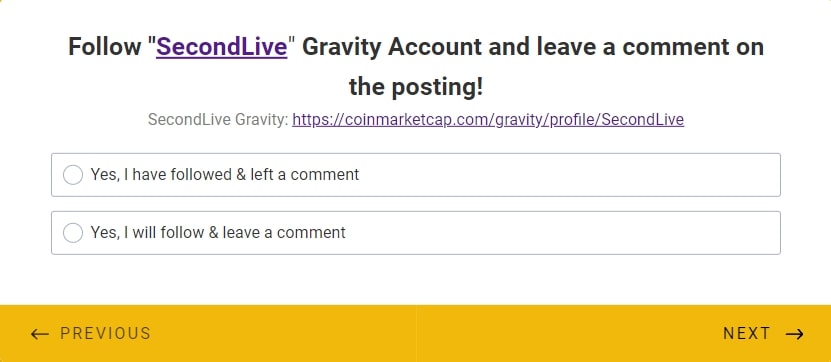Follow SecondLive Gravity Account and leave a comment on the posting