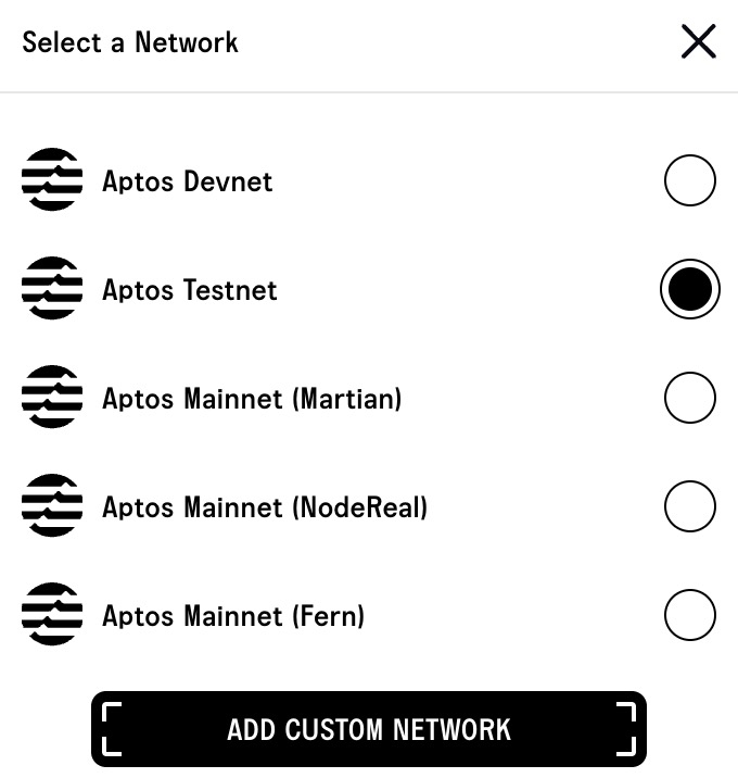 Bước 7: Select network và chuyển về Aptos Testnet