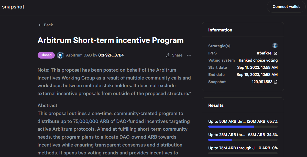 Arbitrum Short-term Incentive Program