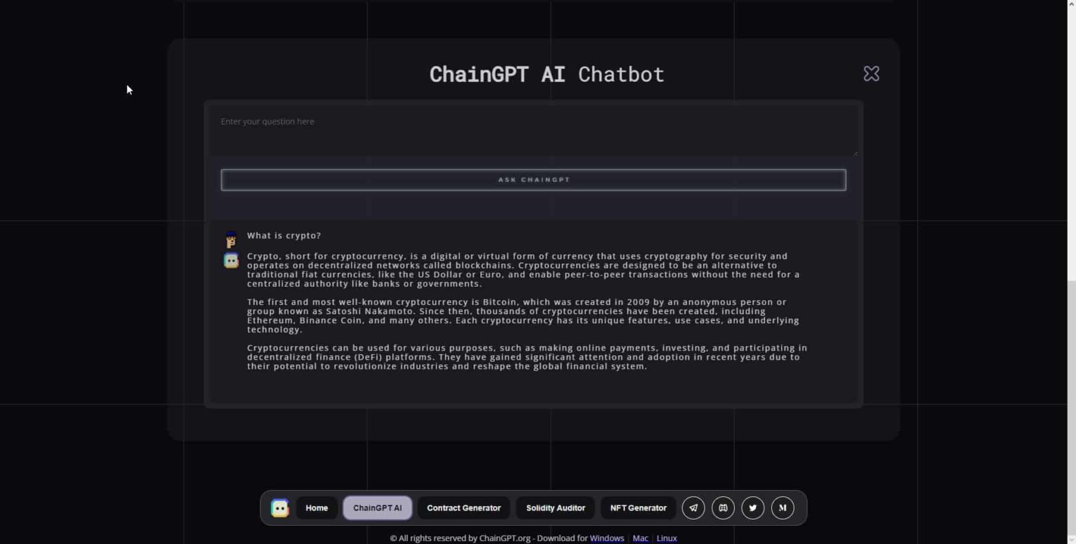 Chatbot AI của ChainGPT