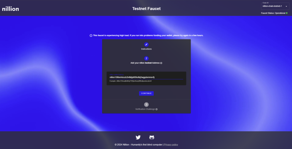 Faucet token NIL cua Nillion tren Testnet