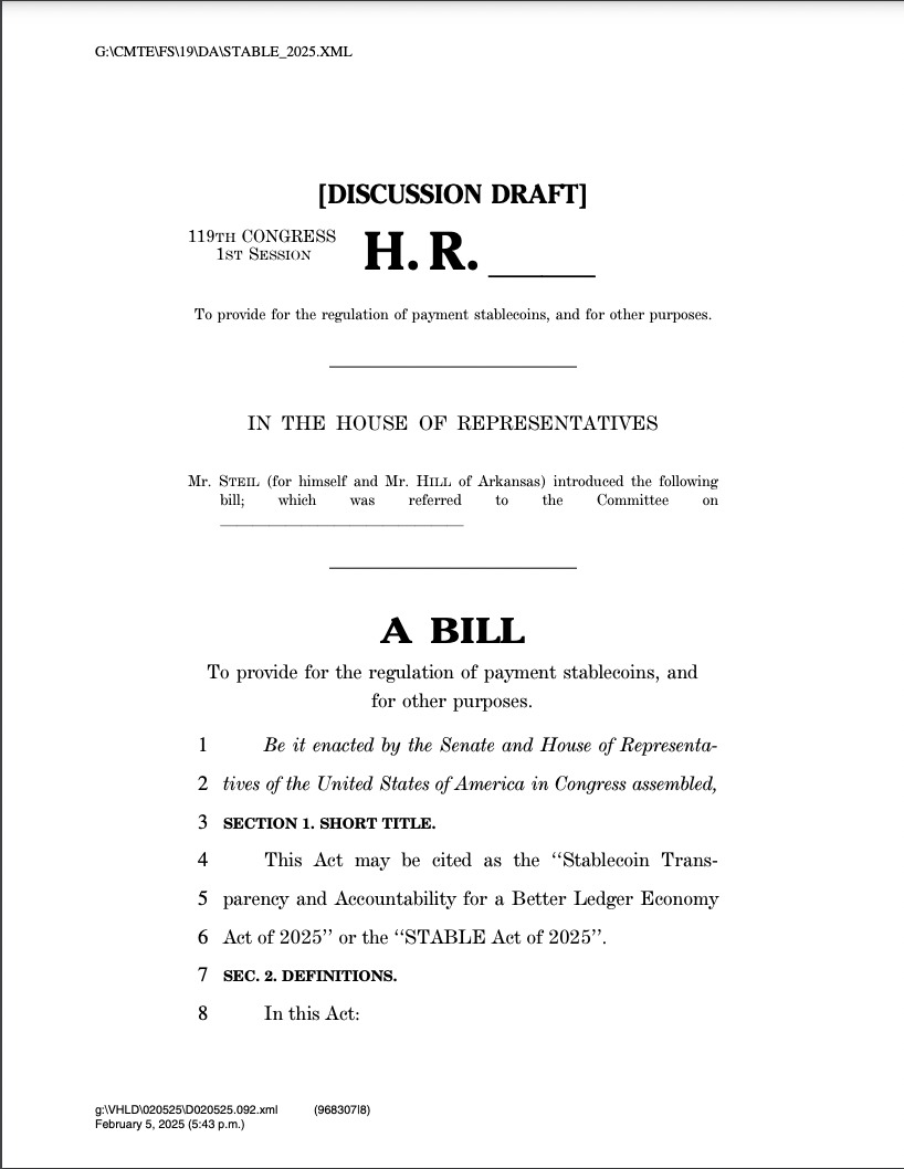 Nội dung bản dự luật STABLE (Nguồn: House Financial Services Committee)